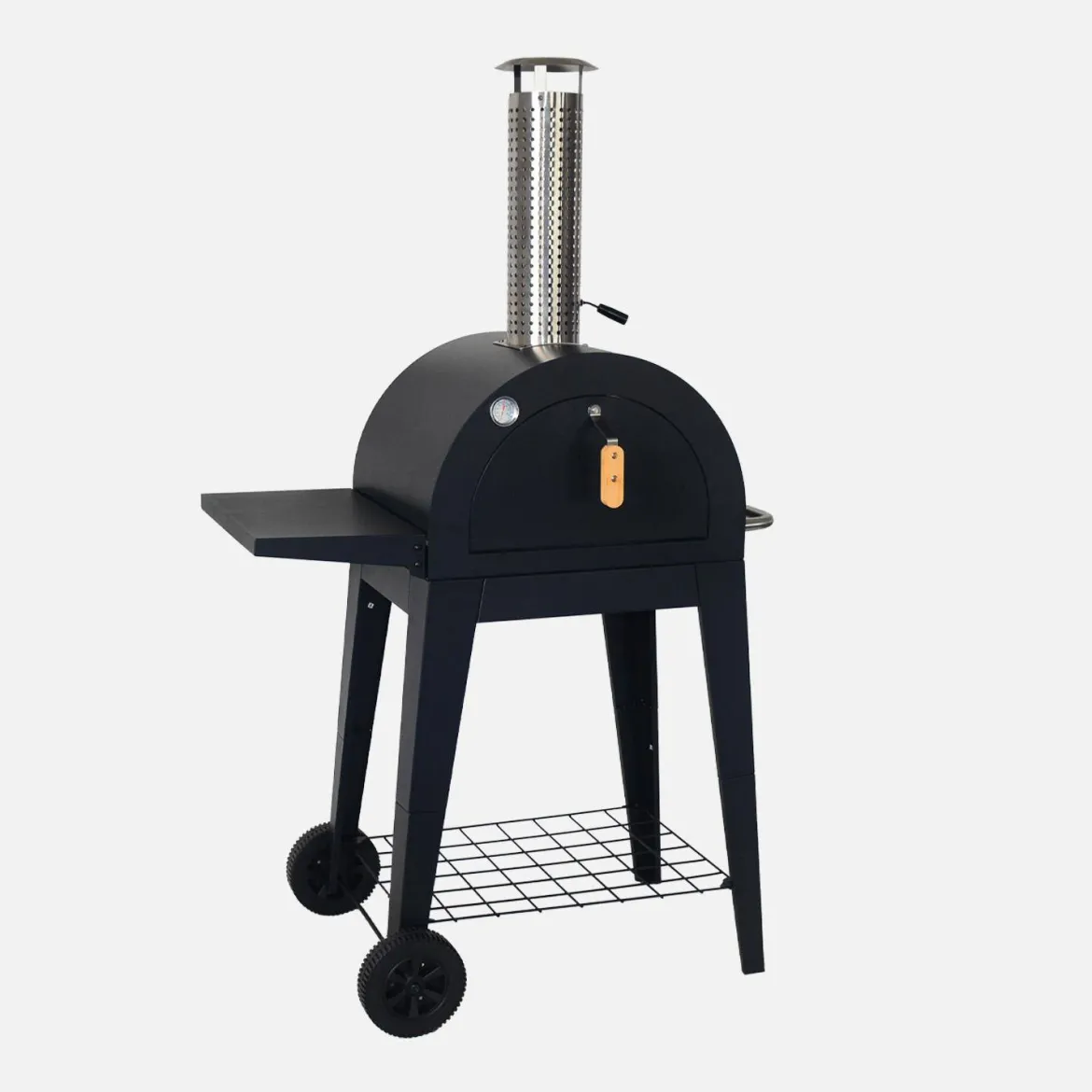 Forno per pizza da esterno a carbonella con ruote