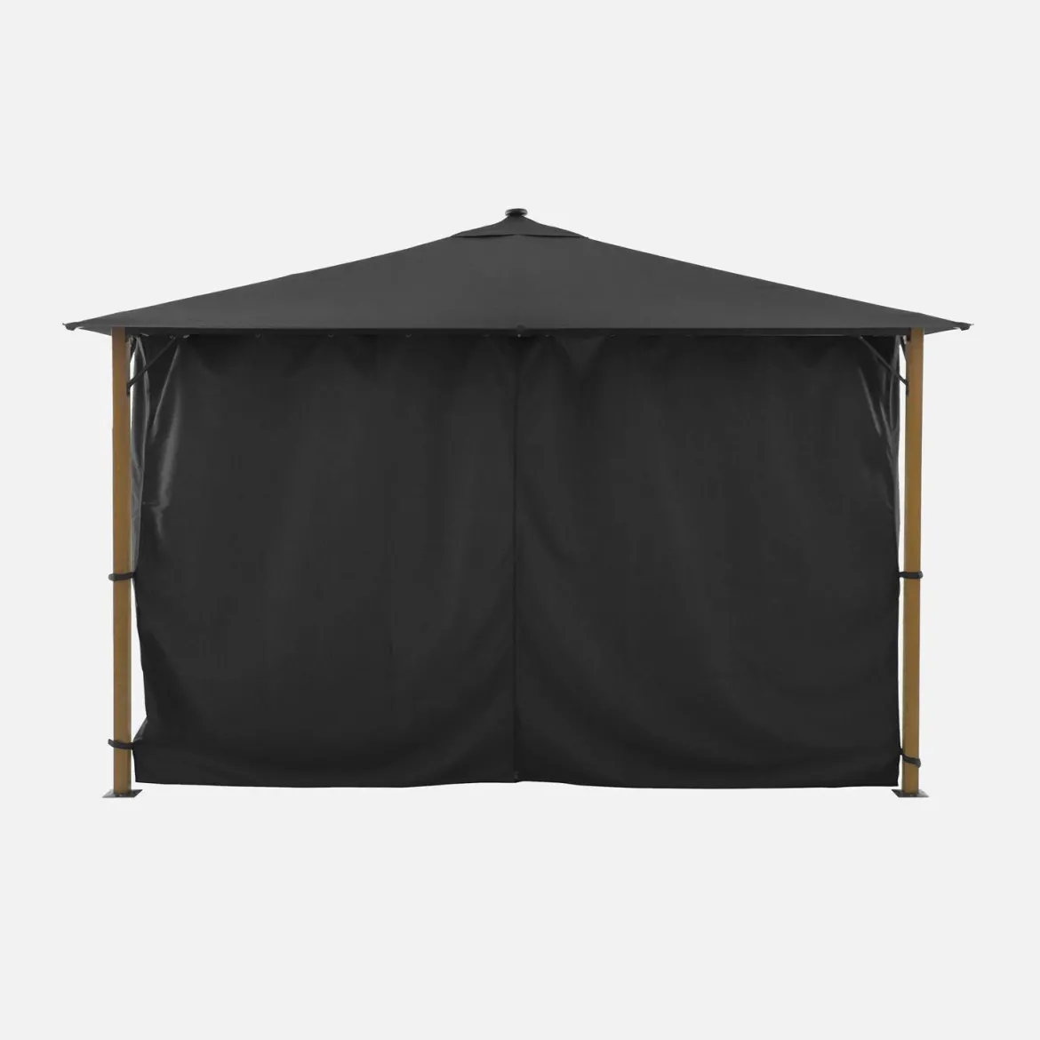 Gazebo da giardino 3x4m in alluminio effetto legno con tende e LED