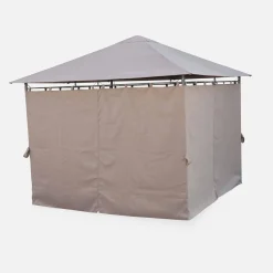 Gazebo da giardino 3x3m struttura in alluminio con tende scorrevoli