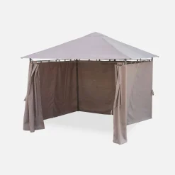 Gazebo da giardino 3x3m struttura in alluminio con tende scorrevoli