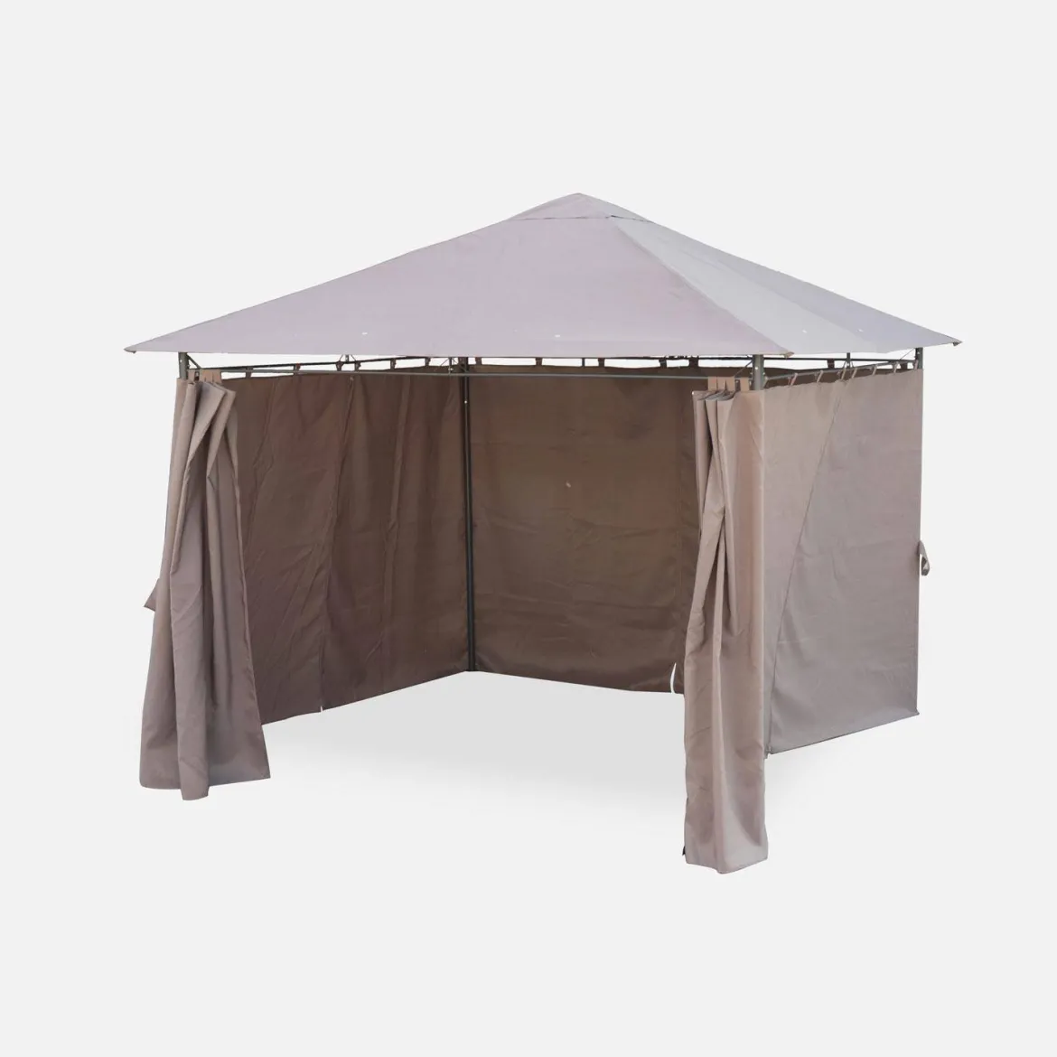 Gazebo da giardino 3x3m struttura in alluminio con tende scorrevoli