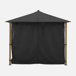 Gazebo da giardino 3x3m in alluminio effetto legno con tende e LED