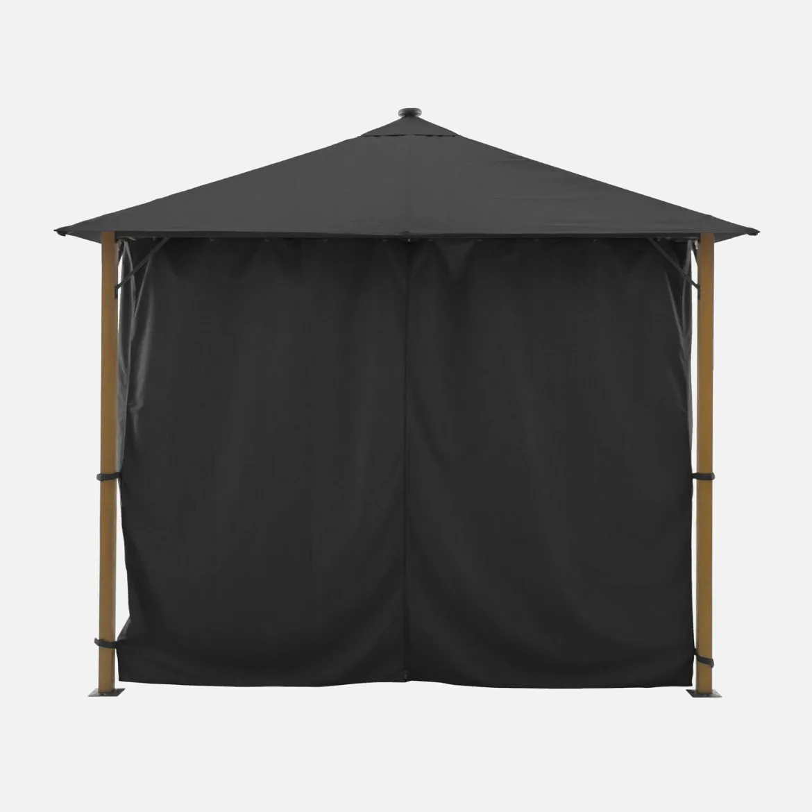 Gazebo da giardino 3x3m in alluminio effetto legno con tende e LED