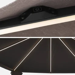 Gazebo da giardino 3x4m in alluminio effetto legno con tende e LED