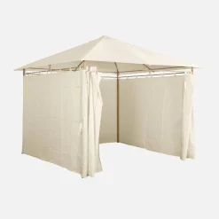 Gazebo da giardino 3x3m struttura in alluminio con tende scorrevoli