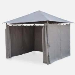Gazebo da giardino 3x3m struttura in alluminio con tende scorrevoli