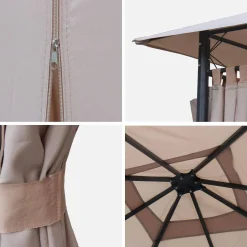 Gazebo da giardino 3x3m struttura in alluminio con tende scorrevoli