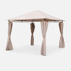 Gazebo da giardino 3x3m struttura in alluminio con tende scorrevoli
