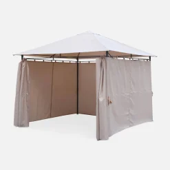 Gazebo da giardino 3x3m struttura in alluminio con tende scorrevoli
