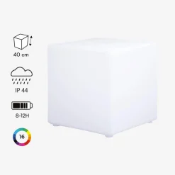 Lampada a cubo LED colore bianco con batteria ricaricabile