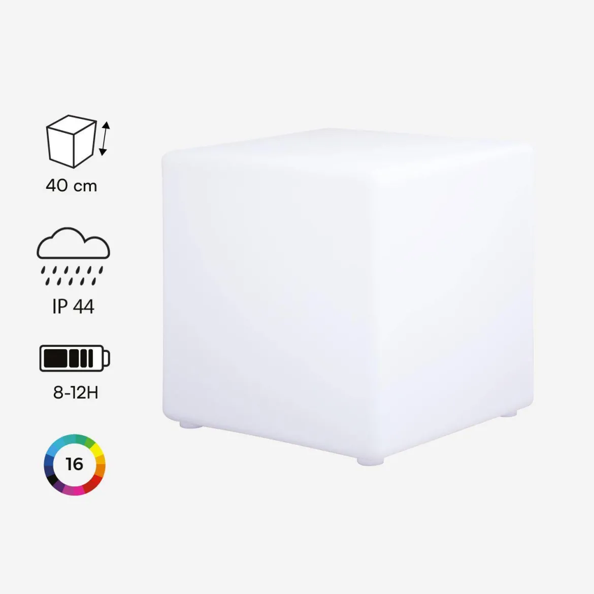 Lampada a cubo LED colore bianco con batteria ricaricabile