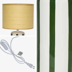 Lampada da tavolo in ceramica per interni con effetto rattan, 44cm