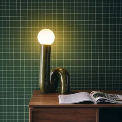 Lampada da tavolo in design organico ceramica smaltata, 45cm