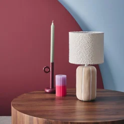Lampada da tavolo interna in ceramica con paralume bouclé, 41cm