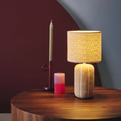 Lampada da tavolo interna in ceramica con paralume bouclé, 41cm