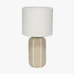Lampada da tavolo interna in ceramica con paralume bouclé, 41cm