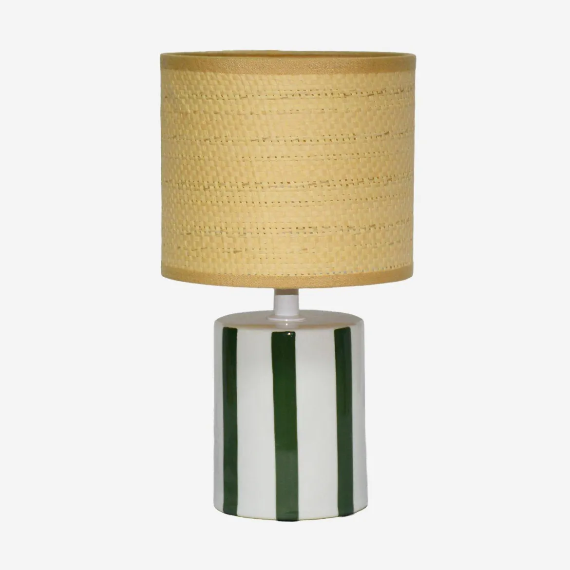 Lampada da tavolo interno ceramica paralume effetto rattan, 28cm