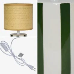 Lampada da tavolo interno ceramica paralume effetto rattan, 28cm
