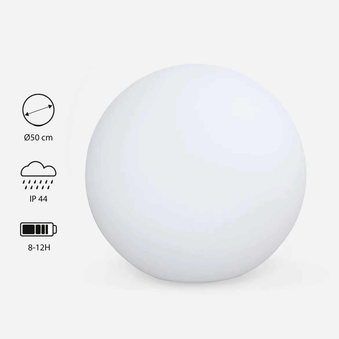 Lampada a sfera LED luce bianca con batteria ricaricabile