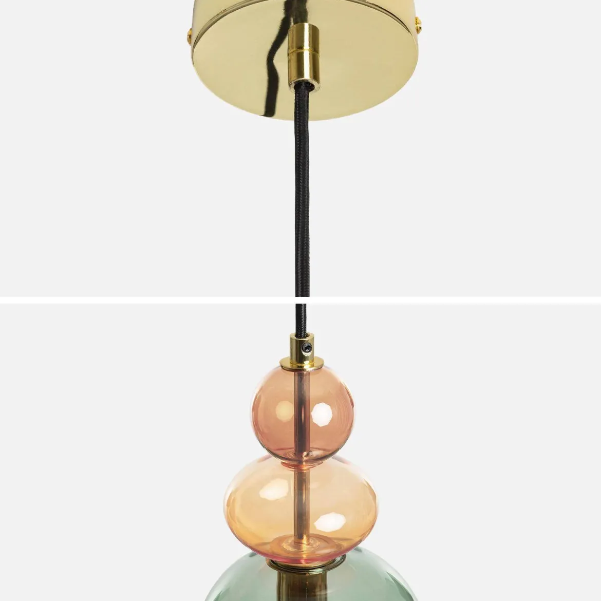 Lampada a sospensione in vetro, Ø15cm