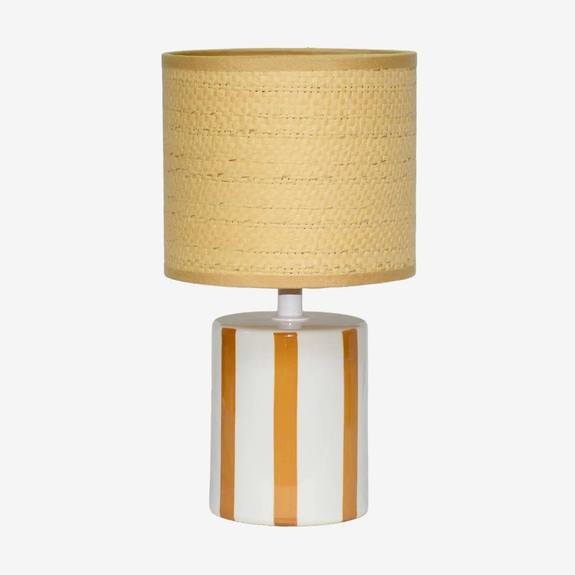 Lampada da tavolo interno ceramica paralume effetto rattan, 28cm