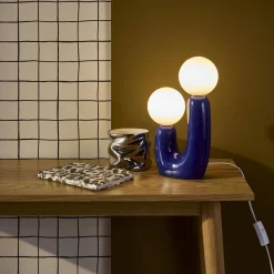 Lampada da tavolo organica ceramica e vetro, 31cm