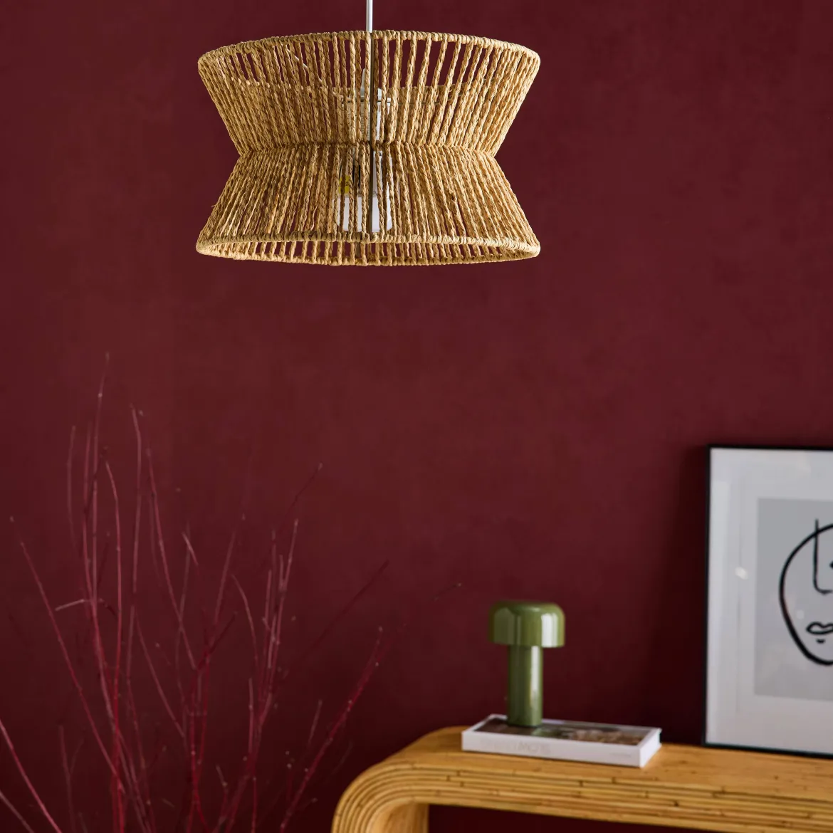 Lampade sospensione interna in rattan sintetico, 35cm