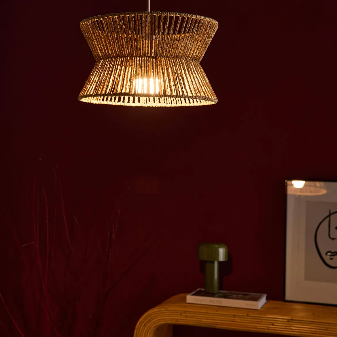 Lampade sospensione interna in rattan sintetico, 35cm