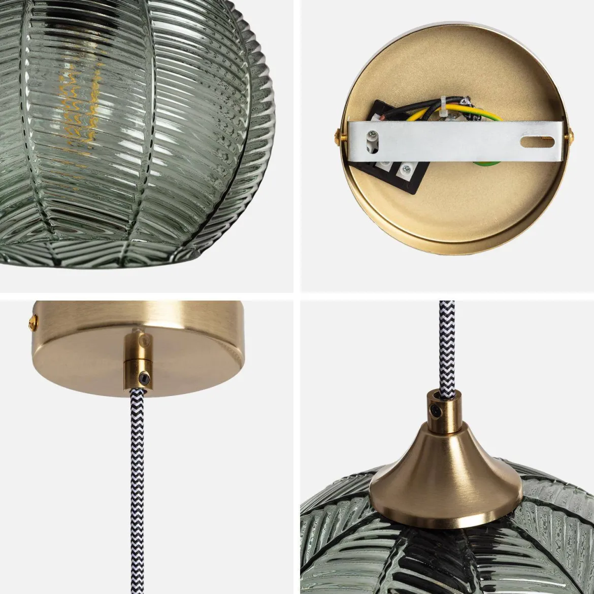 Lampade sospesa in metallo e vetro, 20cm