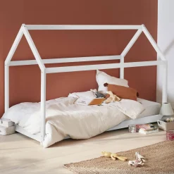 Letto a capanna per bambini in pino, compresa la rete a doghe