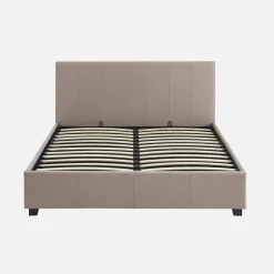 Letto a cassettone con rete a doghe e testiera, 140x190cm