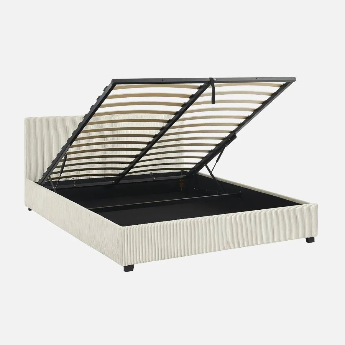Letto a cassettone con rete a doghe 160x200cm, velluto a coste grosse