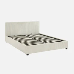 Letto a cassettone con rete a doghe 160x200cm, velluto a coste grosse