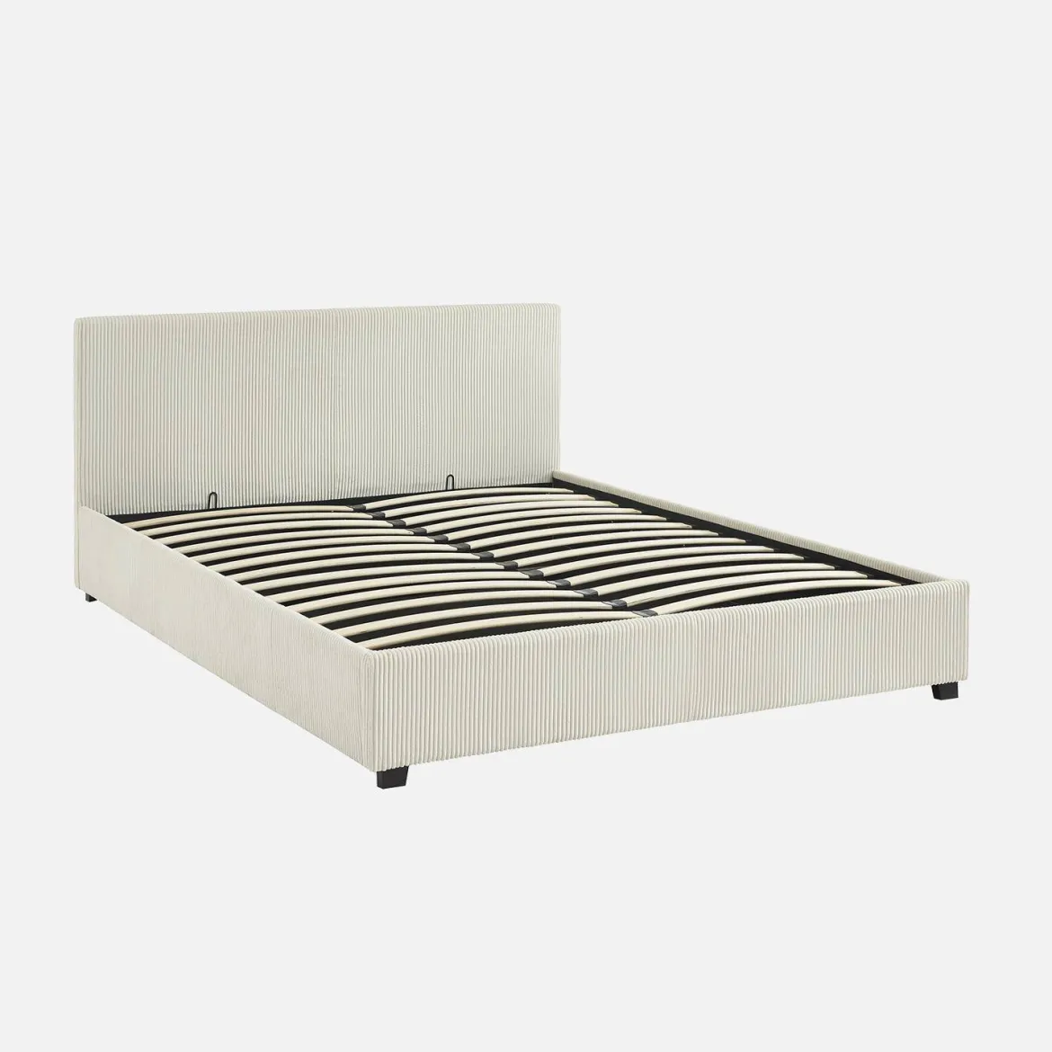 Letto a cassettone con rete a doghe 160x200cm, velluto a coste grosse