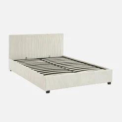 Letto a cassettone con rete a doghe 140x190cm, velluto a coste grosse