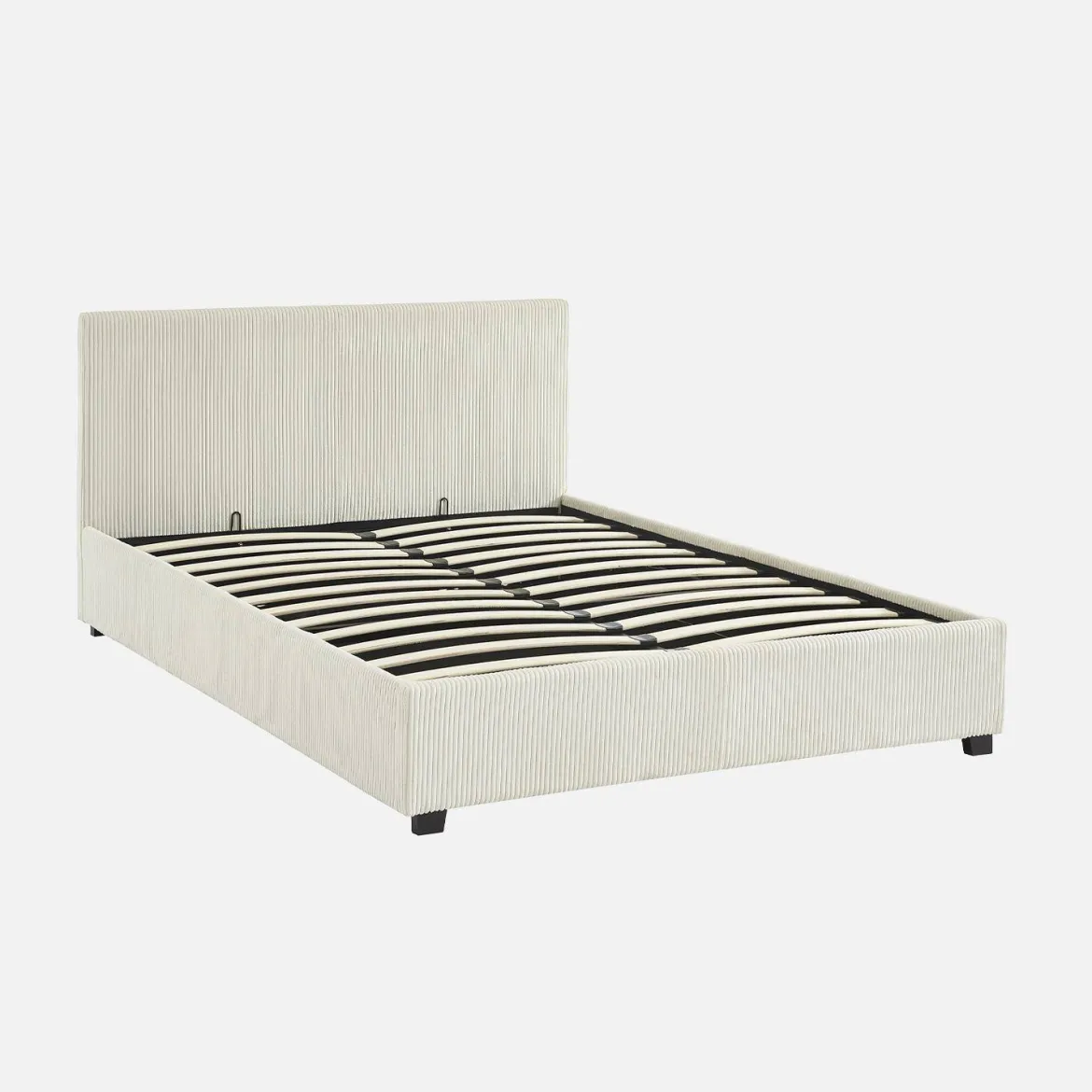 Letto a cassettone con rete a doghe 140x190cm, velluto a coste grosse
