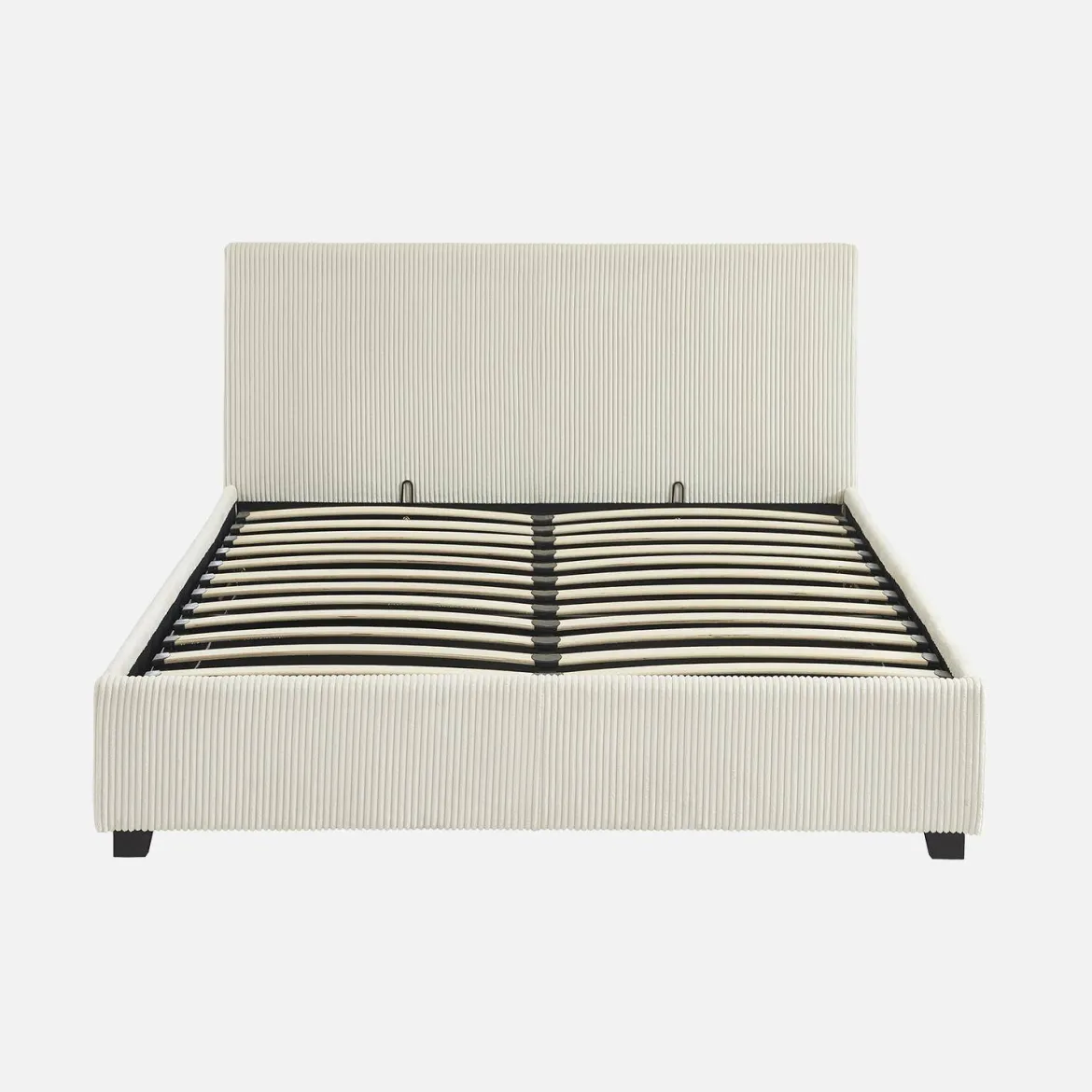 Letto a cassettone con rete a doghe 140x190cm, velluto a coste grosse