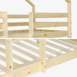 Letto a castello per bambini a forma di capanna 190cm in pino naturale