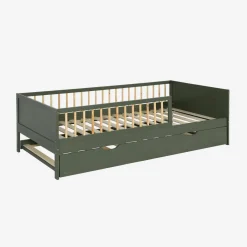 Letto a nido per bambini estraibile in pino naturale con rete a doghe e letto estraibile, 190cm
