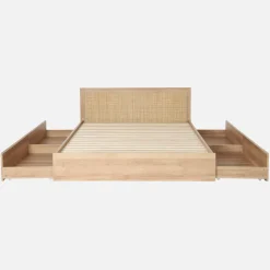 Letto bohemien con rete a doghe e testiera 160x200cm + 4 cassetti
