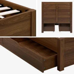 Letto con rete a doghe e testiera 90x190cm + 4 cassetti