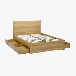 Letto con rete a doghe e testiera 140x190cm + 4 cassetti