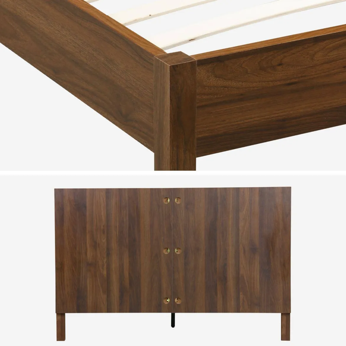 Letto con rete a doghe e testiera 140x190cm decorazione legno