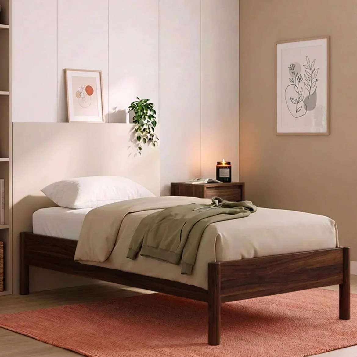 Letto con rete a doghe 90x190cm decorazione legno