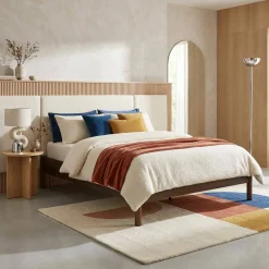 Letto con rete a doghe 140x190cm decorazione legno