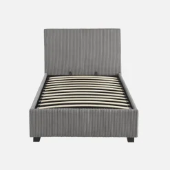 Letto con rete e testata pieghevoli 90x190cm, velluto a coste fini