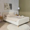 Letto con rete e testiera imbottita bouclé, 140x190cm