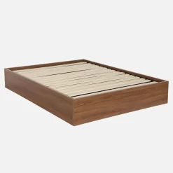 Letto contenitore con rete a doghe 140x190cm decorazione legno