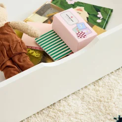 Letto nido per bambini 190cm in pino naturale con rete a doghe e cassetti,