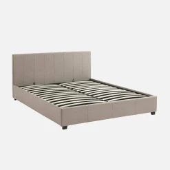 Letto a cassettone con rete a doghe e testiera, 160x200cm